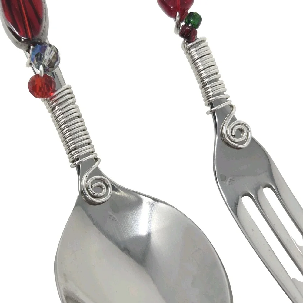 The Queen‎ Bead Christmas Charcuterie Set Beaded Spoon & Fork 6
